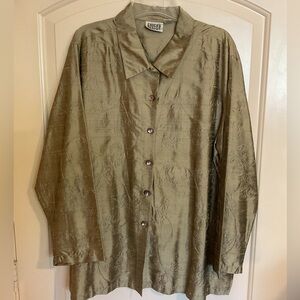 Chico’s 100% Silk Embroidered Button Down Top or Jacket - Size 3, XL